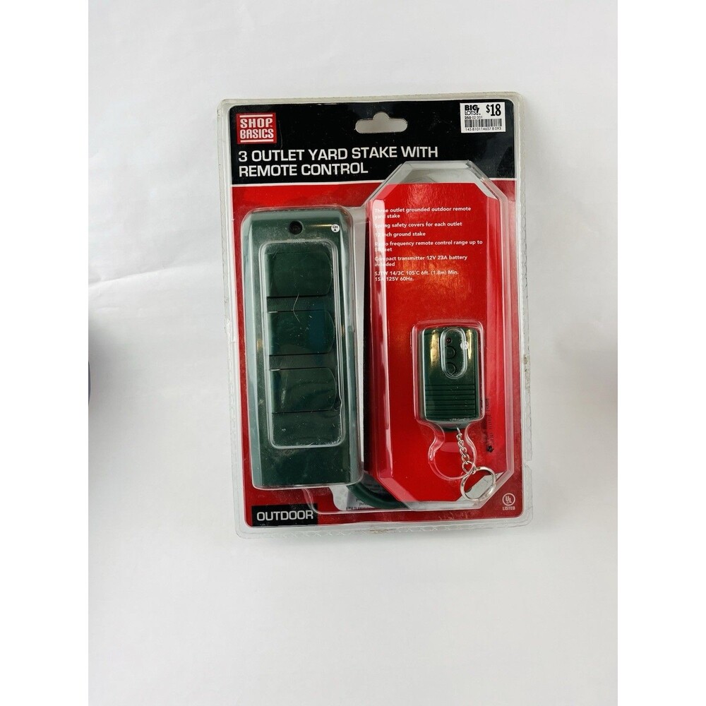 3 Outlet Yard Stake w/ Remote. New In container. Just in time for Christmas!!